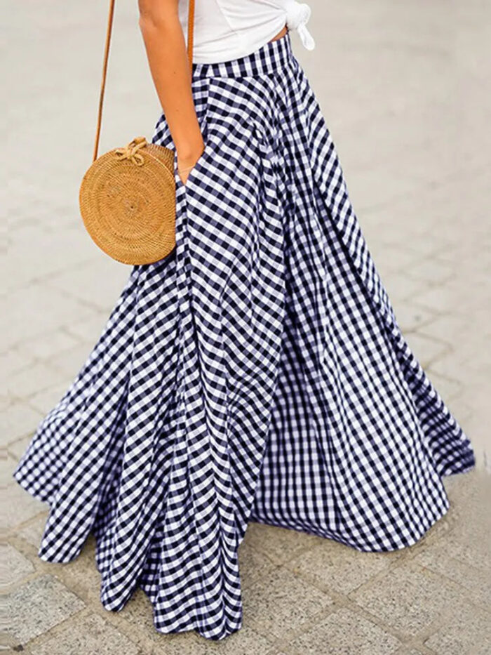 Farmhouse Rustic Plaid Boho Maxi Skirt – Spirit & Rebel