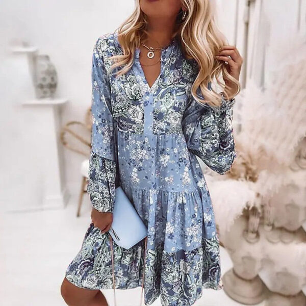 S2a16a9e2b7a944ea942d79cf2110a17ag Spirit and Rebel Boho Ruffle Long Sleeve Loose Dress
