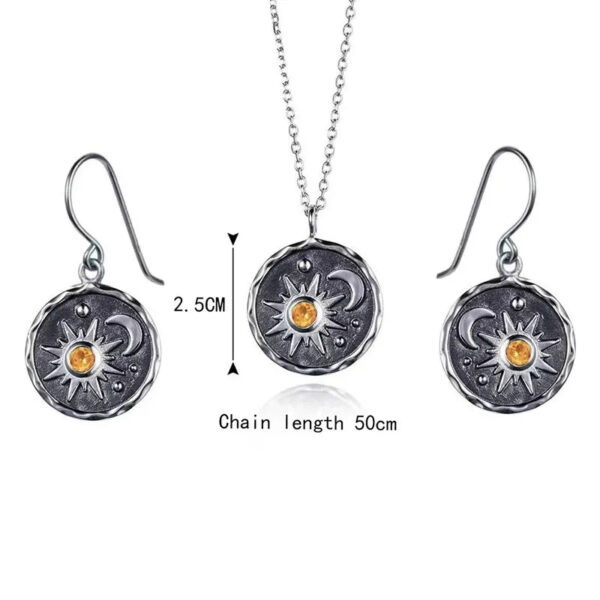 Vintage Boho Sun Moon Pendant Earrings Necklace Set – Spirit & Rebel