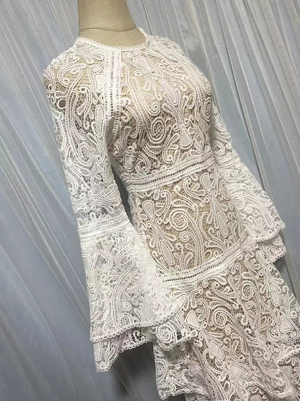Flowing Lace Boho Gown Dress