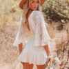 Spirit and Rebel White Lace Boho Tunic Beach Cover up Dress