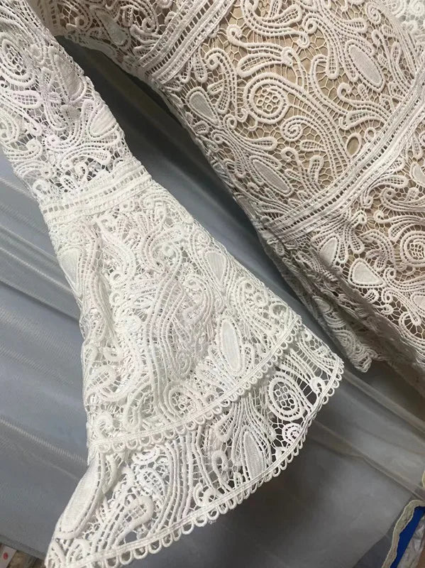 Flowing Lace Boho Gown Dress