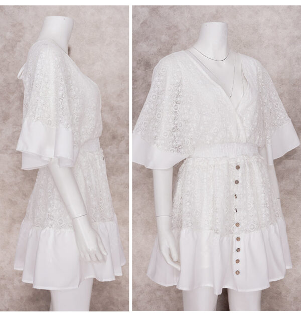 Spirit and Rebel White Lace Boho Tunic Beach Cover up Dress