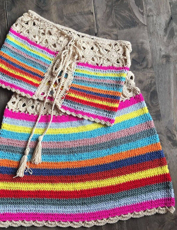 Blissful Beach Boho Crochet Beach Cover Top Skirt – Spirit & Rebel
