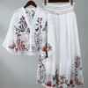 Free Your Mind Embroidered Boho Skirt and Top 2 Piece Set