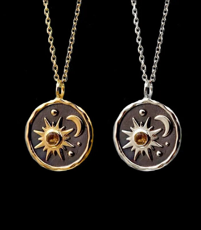 Vintage Boho Sun Moon Pendant Earrings Necklace Set – Spirit & Rebel