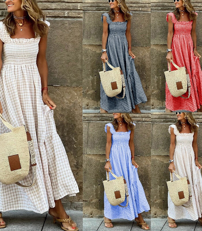 Coastal Plaid Boho Maxi Dress – Spirit & Rebel