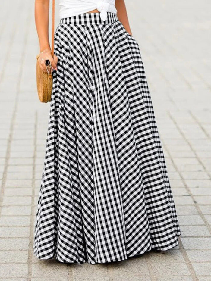 Farmhouse Rustic Plaid Boho Maxi Skirt – Spirit & Rebel