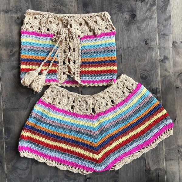 Blissful Beach Boho Crochet Beach Cover Top Skirt – Spirit & Rebel