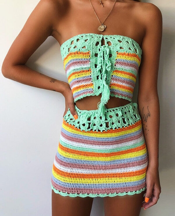 Blissful Beach Boho Crochet Beach Cover Top Skirt – Spirit & Rebel
