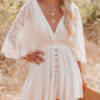 Spirit and Rebel White Lace Boho Tunic Beach Cover up Dress