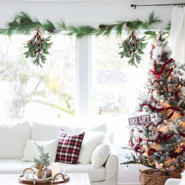 S731bc22a2fd846e1846d3dd0a14fa11cN Artificial Hanging Christmas Mistletoe Decor