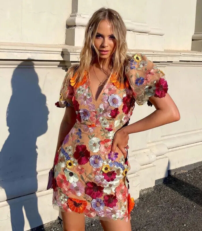 EnchantBloom Elegance Boho Mini Dress – Spirit & Rebel