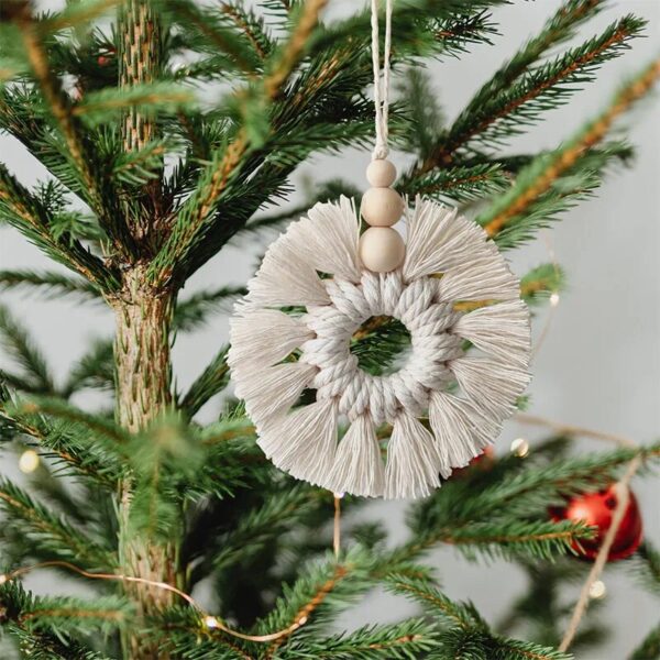 S88440785093f4590b5bfb4e8deecd3472 Nordic Boho Tassel Macrame Christmas Ornament