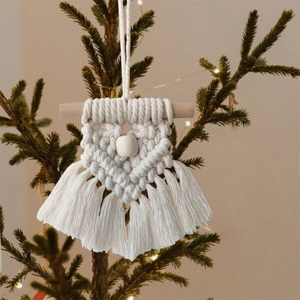 S8ddd43859f224fedb2b5168fdb823902X Nordic Boho Tassel Macrame Christmas Ornament