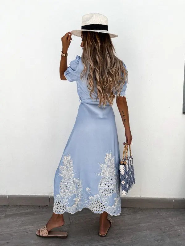 S90ba6163df2a4a1ea9222da3f4faf78fX Farmhouse Beauty: Flowy Boho Lace & Embroidery Dress