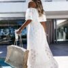 S951f634061a84aeaac8ed60267f605abH Nomad Off-Shoulder White Boho Dress