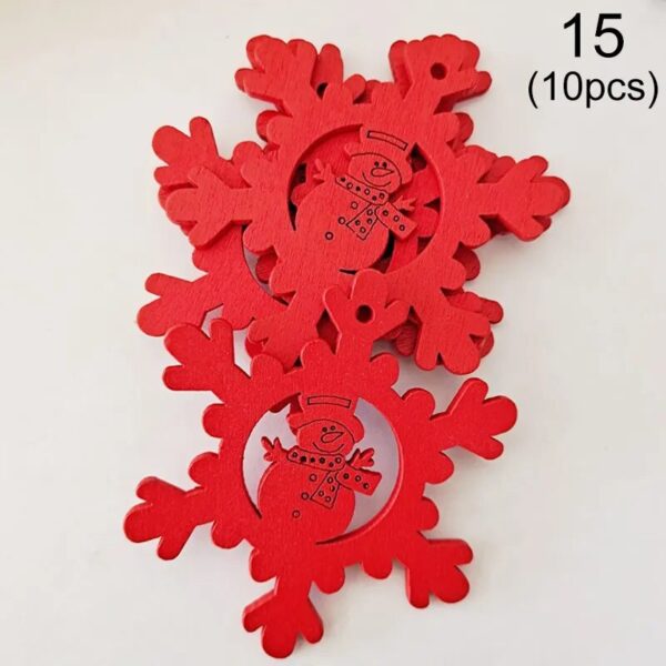 Festive Delight: 10-Piece White & Red Wooden Christmas Boho Ornaments Set – Spirit & Rebel