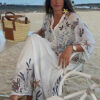 Free Your Mind Embroidered Boho Skirt and Top 2 Piece Set