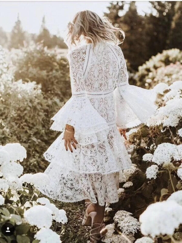 Flowing Lace Boho Gown Dress