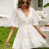 Spirit and Rebel White Lace Boho Tunic Beach Cover up Dress