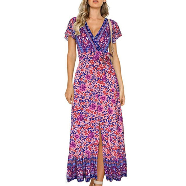 Sa8c6df2c6e4d472980f9f37facb58d4e3 Bohemian Breeze Plunge V-neck Maxi Dress