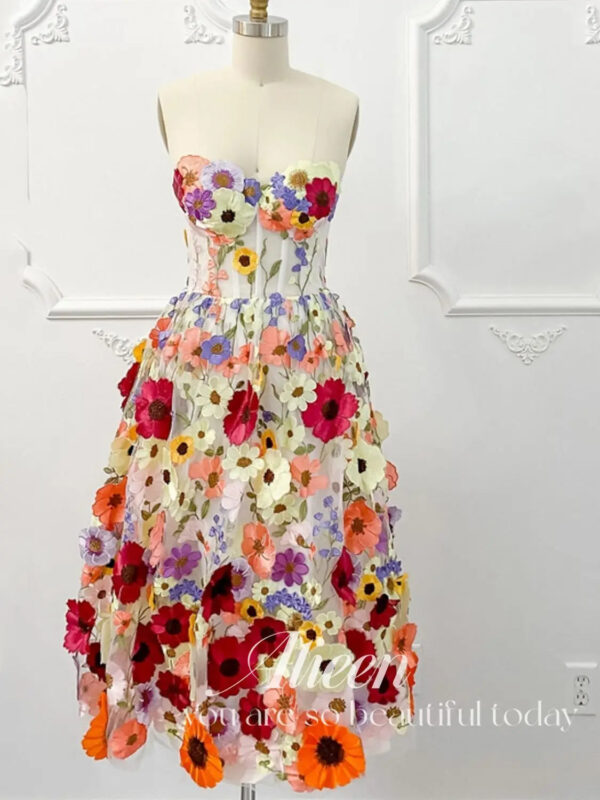 Blooming Fantasy Strapless Corset Boho Dress Champagne – Spirit & Rebel