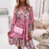 Sc3d79af7f5254df7afefac5a5e510e1bH Spirit and Rebel Boho Ruffle Long Sleeve Loose Dress