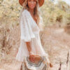 Spirit and Rebel White Lace Boho Tunic Beach Cover up Dress