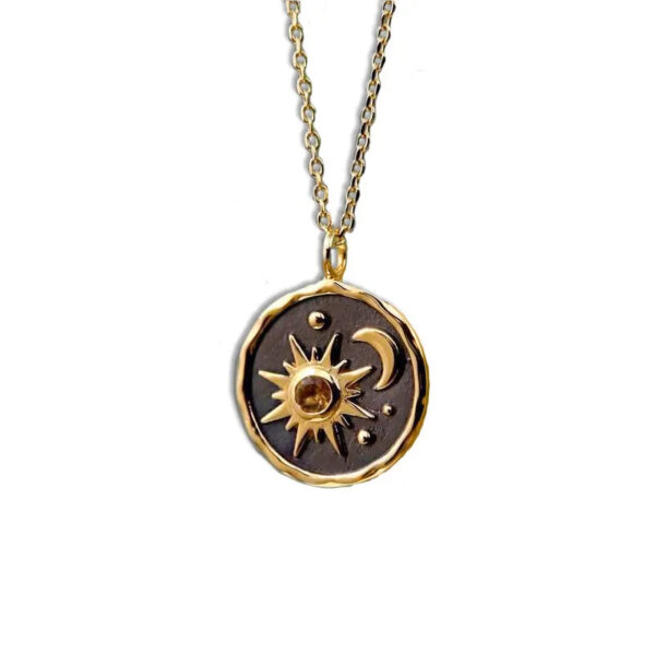 Vintage Boho Sun Moon Pendant Earrings Necklace Set – Spirit & Rebel