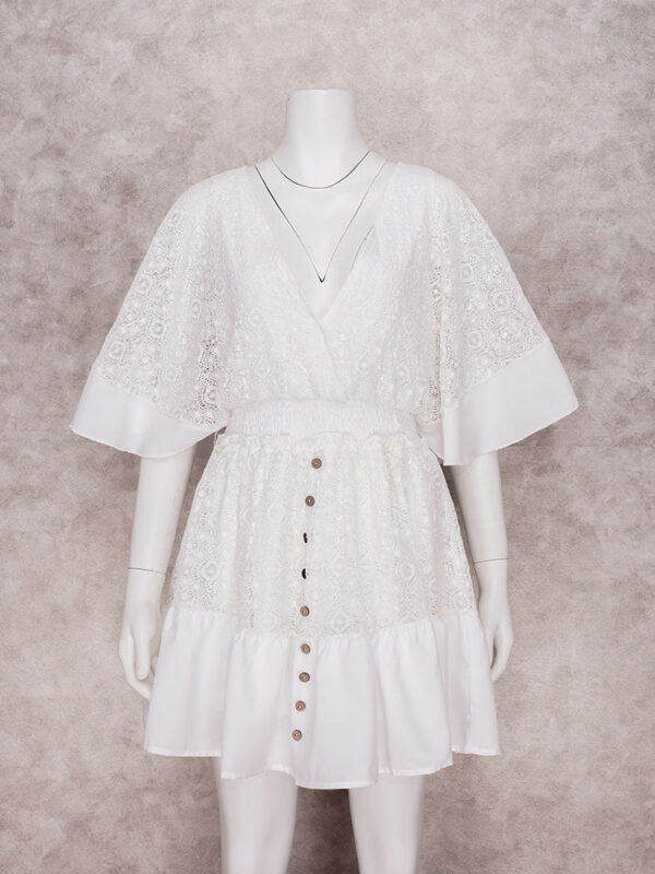 Spirit and Rebel White Lace Boho Tunic Beach Cover up Dress