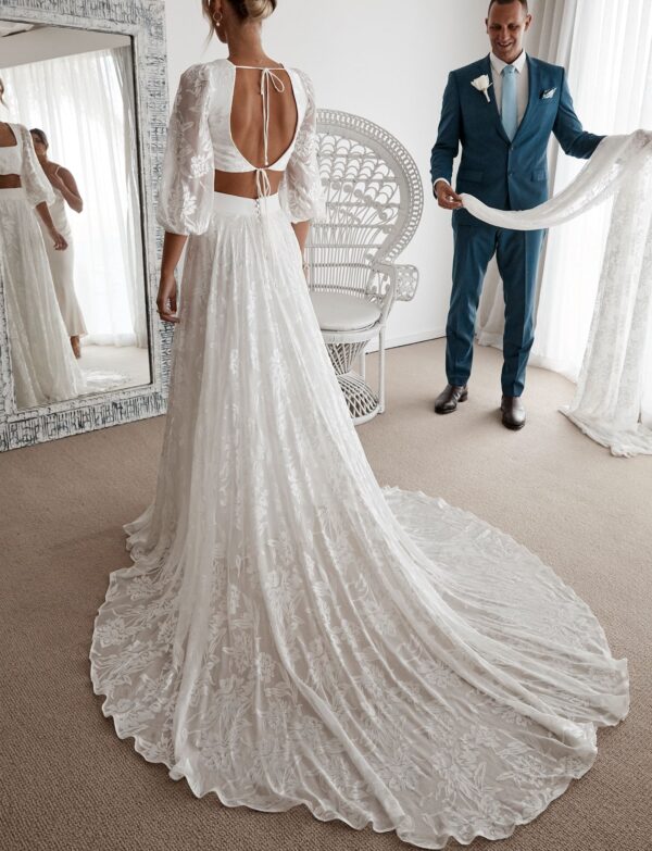 Lunar Love Two Piece Bohemian Open Back Boho Wedding Dress