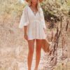 Spirit and Rebel White Lace Boho Tunic Beach Cover up Dress