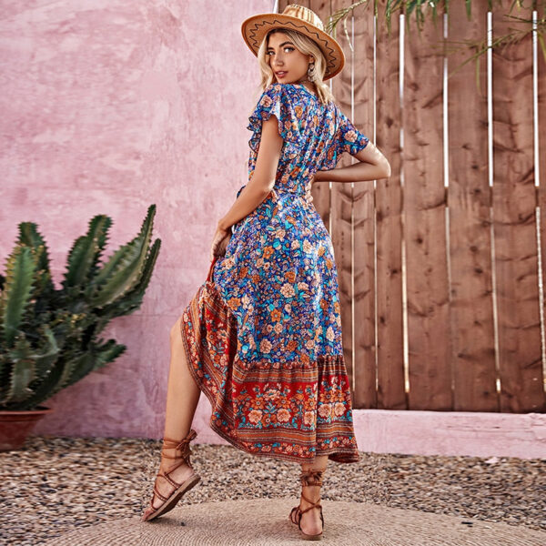 Se2992d1c7365477d9d0d07652bdfb19bM Meadow Dreamer Floral Print Boho Plunge Maxi Dress – Spirit & Rebel