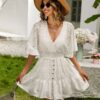 Spirit and Rebel White Lace Boho Tunic Beach Cover up Dress