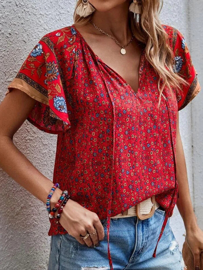 Spirit and Rebel Flowy Floral Boho Blouse