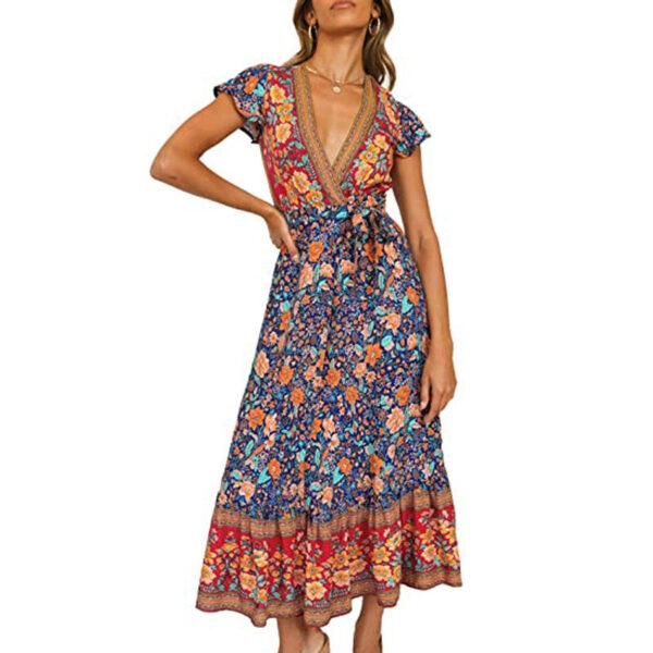 Sf099a933dc794426a62cbfb6623fc6adI Bohemian Breeze Plunge V-neck Maxi Dress