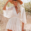 Spirit and Rebel White Lace Boho Tunic Beach Cover up Dress