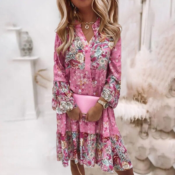 Sf63b834abfe04844ab3733ffc9e5b67aT Spirit and Rebel Boho Ruffle Long Sleeve Loose Dress