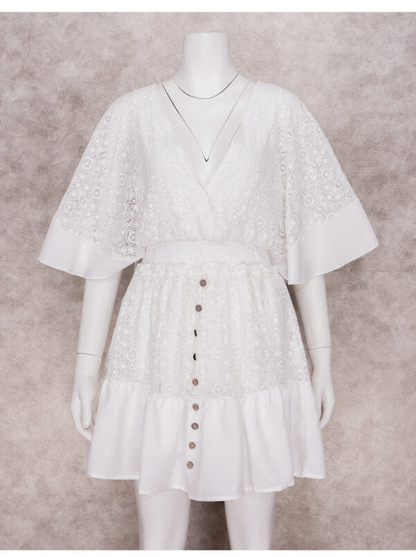 Spirit and Rebel White Lace Boho Tunic Beach Cover up Dress